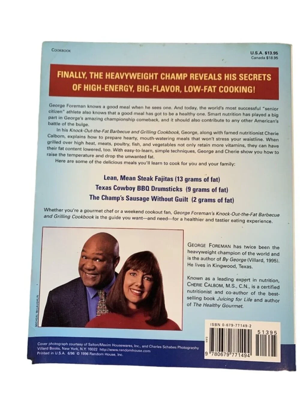 George Foreman’s Knock-Out-the-Fat BBQ & Grilling Cookbook 1996 Low-Fat Recipes